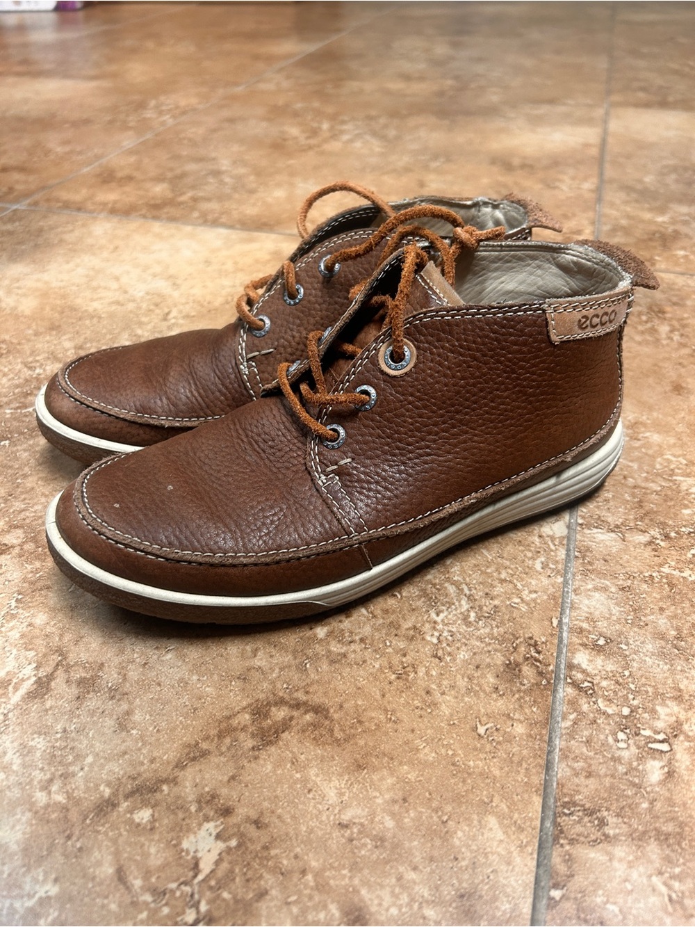 Brown Leather Casual Lace-Up Shoes